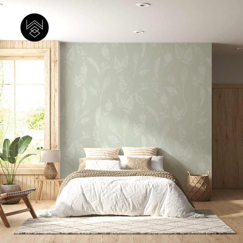 טפט פלאורס פאטרן ליין ירוק