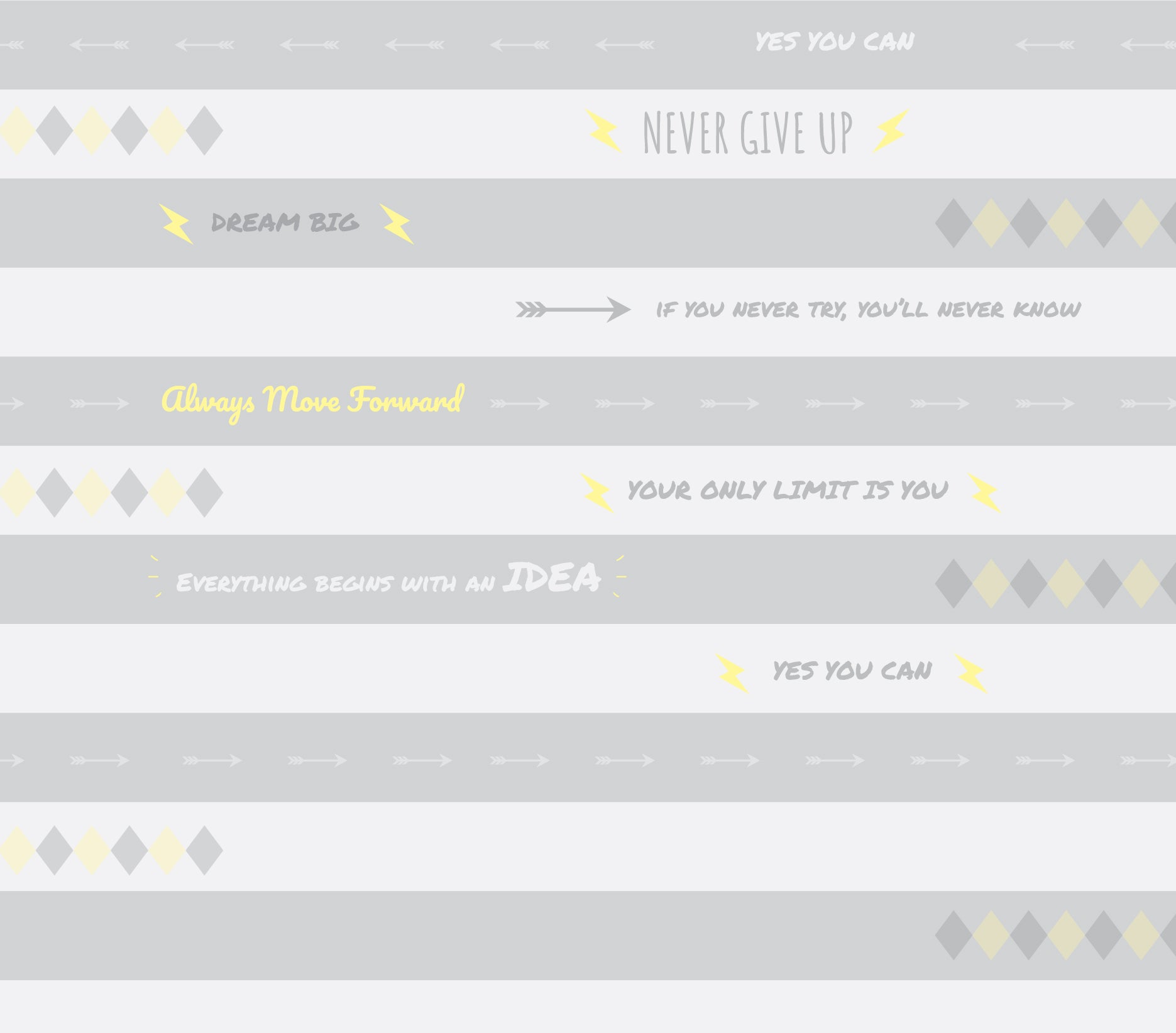 טפט פסים וכיתובים אפור צהוב