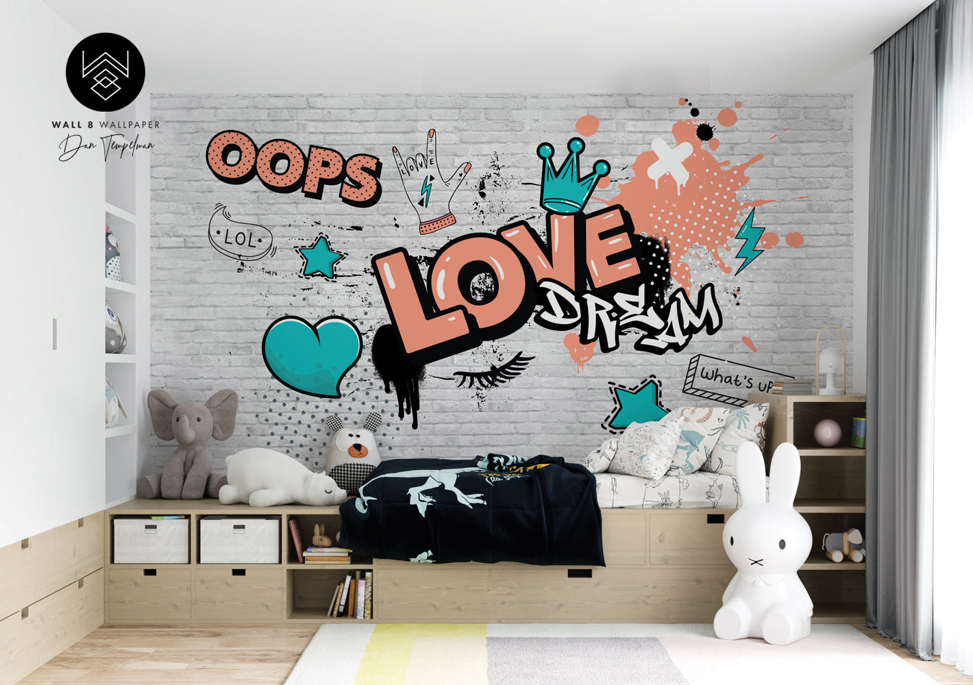 טפט גרפיטי גירלס אפרסק