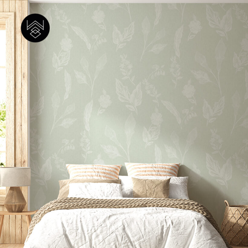 טפט פלאורס פאטרן ליין ירוק