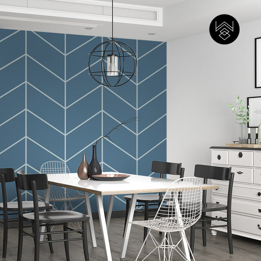 טפט שברון קווים כחול