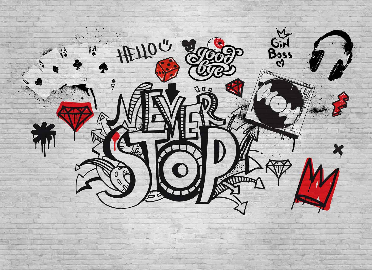 טפט גרפיטי סטייל אדום