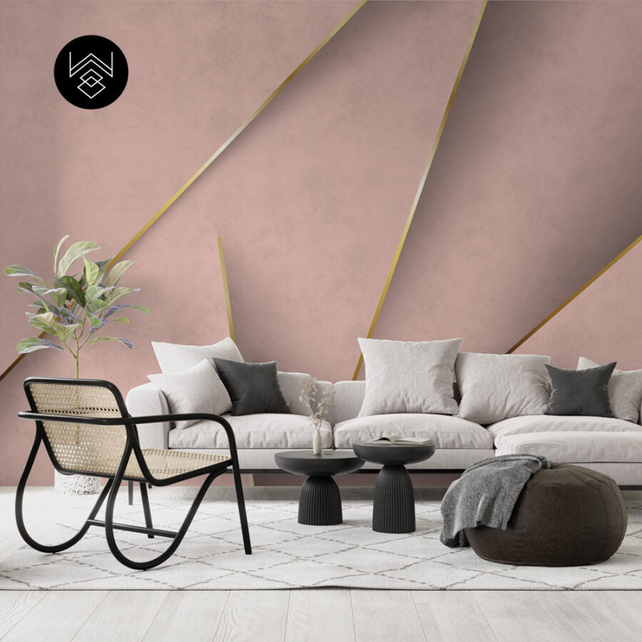 טפט קונקריט אפקט 5 ורוד דמוי זהב