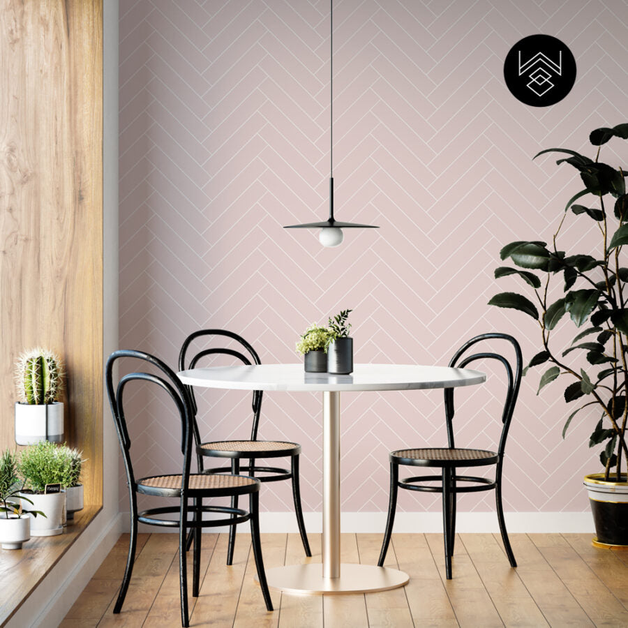 טפט פישבון ורוד לבן