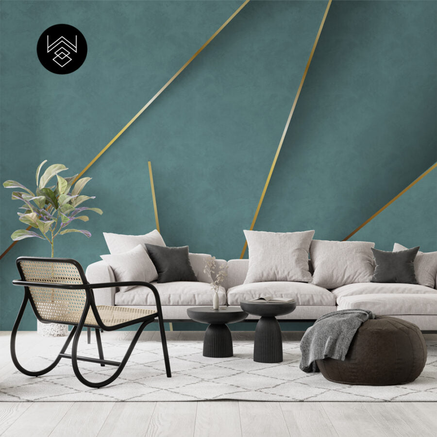 טפט קונקריט אפקט 6 טורקיז דמוי זהב