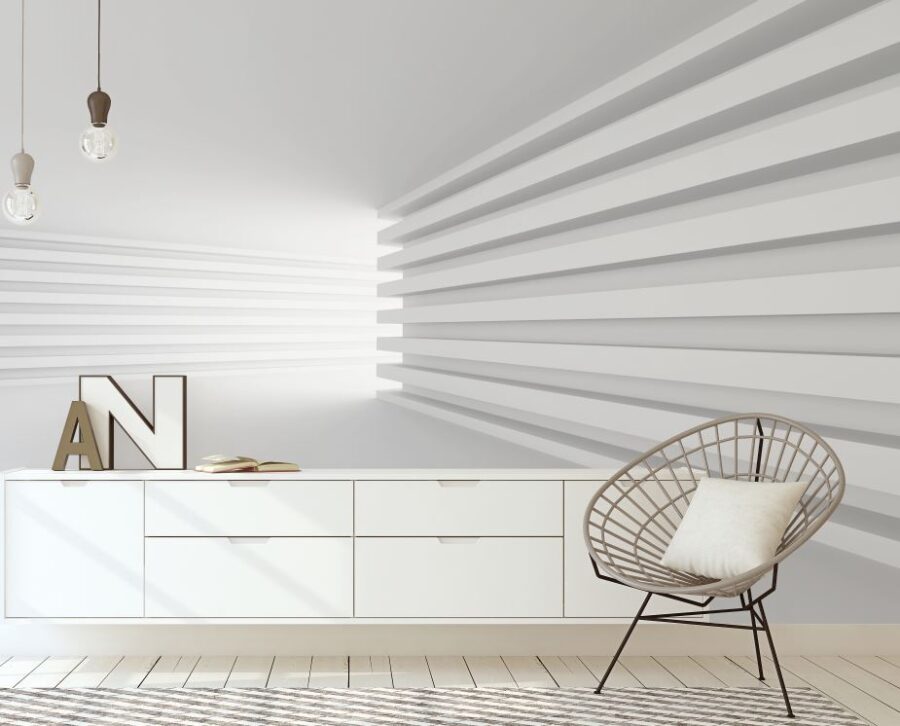 טפט תלת מימד לבן עמוק