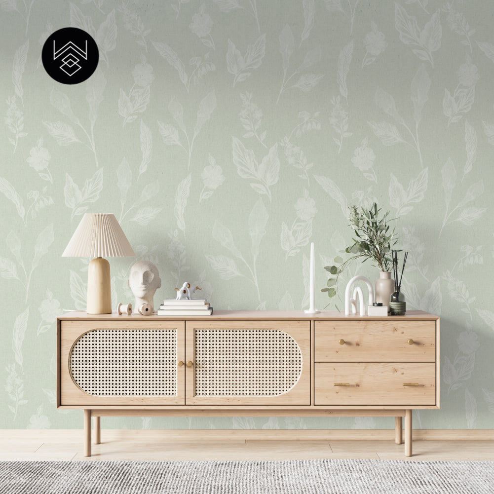 טפט פלאורס פאטרן ליין ירוק