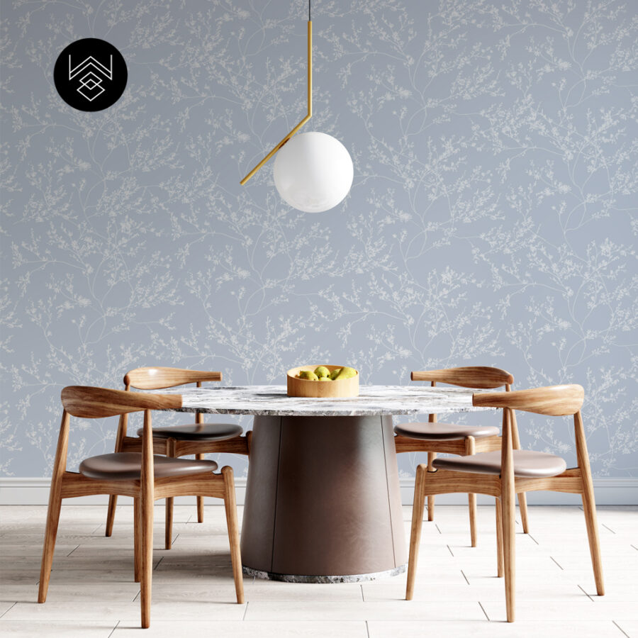 טפט ענפים ארוג תכלת