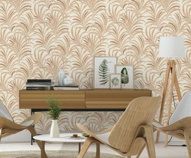 טפט שיבולים בצבעי מים אפור בז’ חום